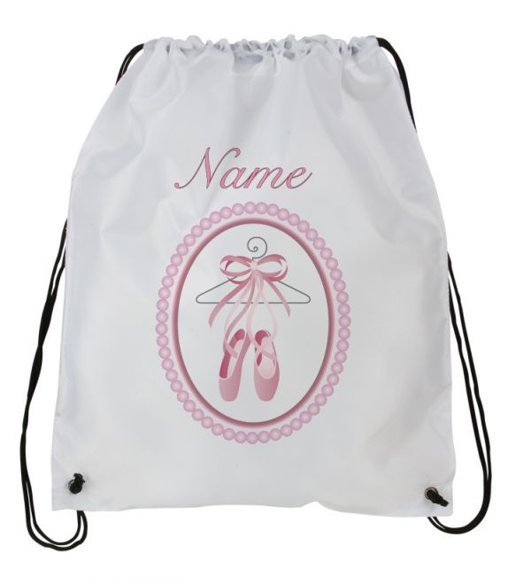 Personalized Ballet, Dance, Draw String Back Pack,  Backpack, White Drawstring Bag #2 ~ Add Name