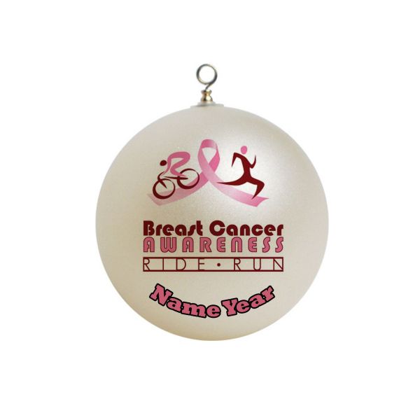 Personalized  Breast Cancer Awareness Survivor Ride and Run Christmas Ornament Custom #3