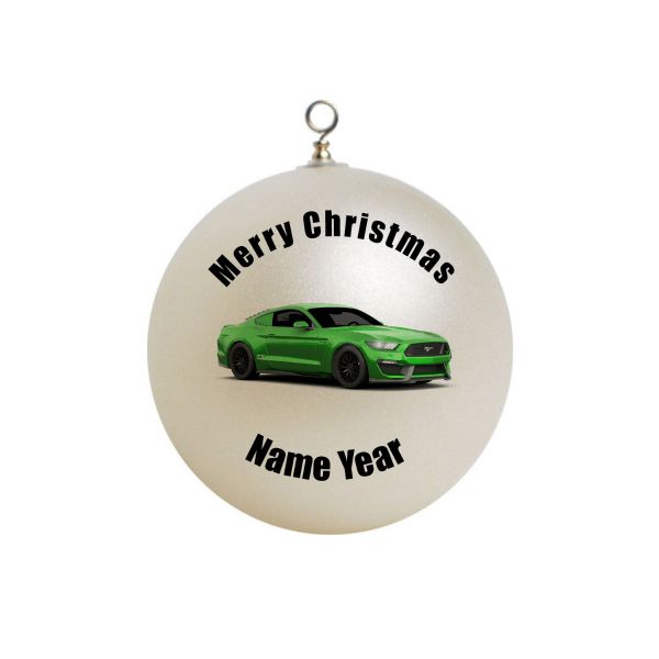 Personalized Green Mustang Christmas Ornament # 3