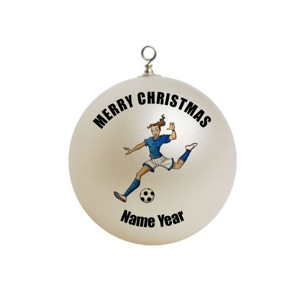 Personalized Soccer Girl  Christmas Ornament 3