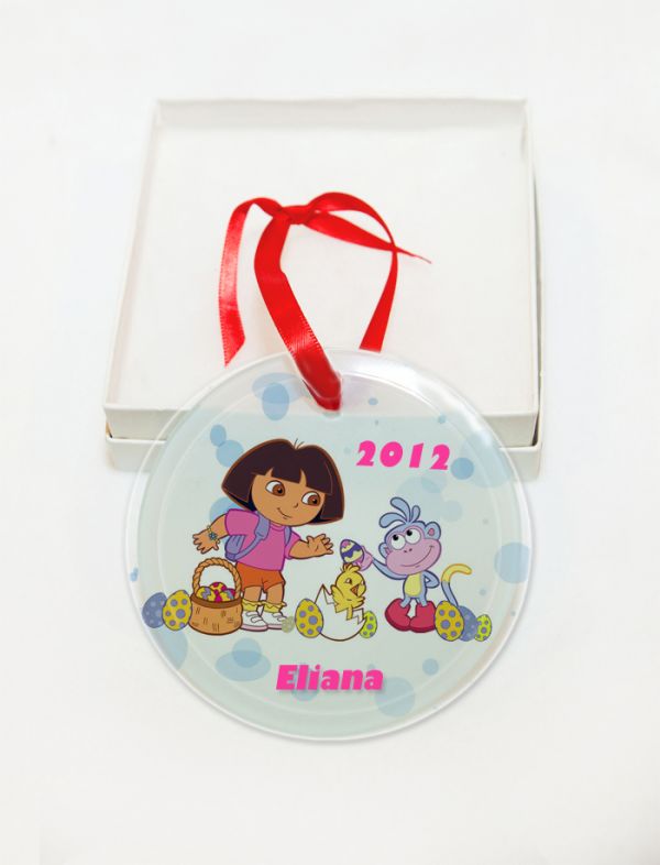 Personalized Dora The Explorer  Glass Christmas Ornament Custom Gift#3