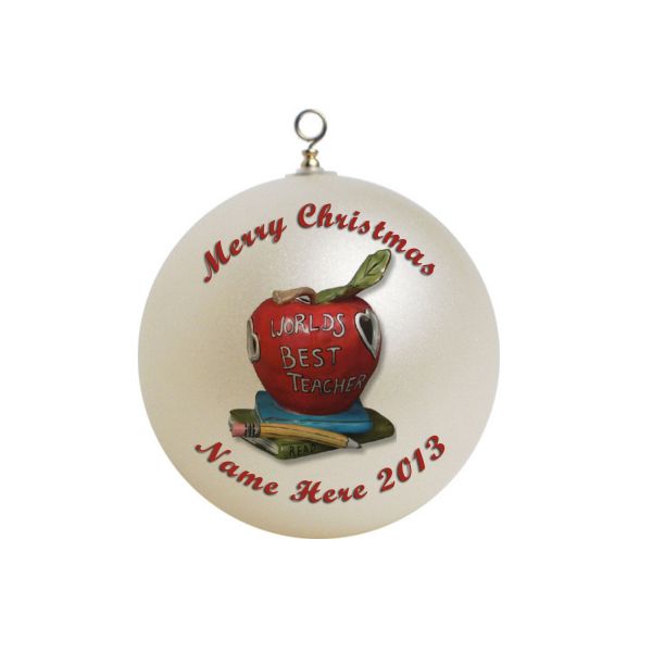 Personalized Worlds Best teacher Christmas Ornament Custom Gift #3