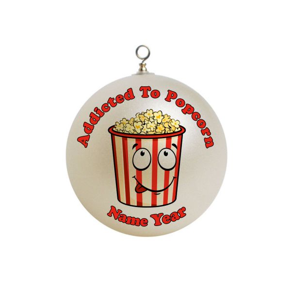 Personalized  Addicted to Popcorn Christmas Ornament Custom Gift #3