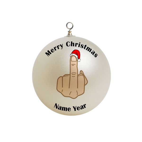Personalized FUNNY Middle Finger Christmas hat Christmas Ornament #3