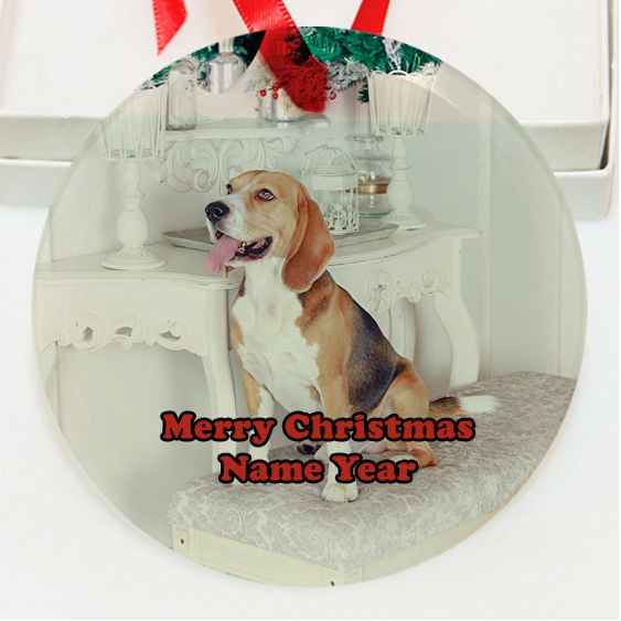 Personalized Beagle Dog  GLASS Ornament Custom Gift #3
