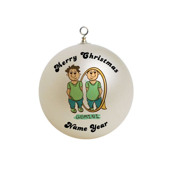 Personalized Funny Zodiac Gemini Sign Christmas Ornament 3