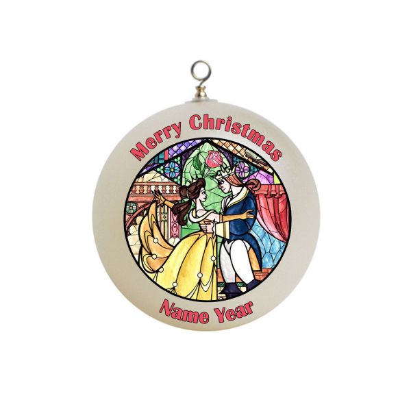 Personalized The Beauty and the Beast Stained Glass Christmas Ornament #3 