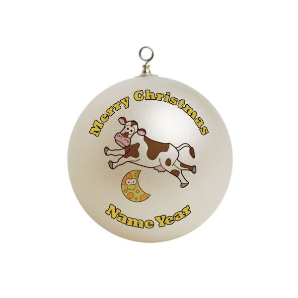 Personalized Nursery Rhyme Cow and a Moon Ornament 3