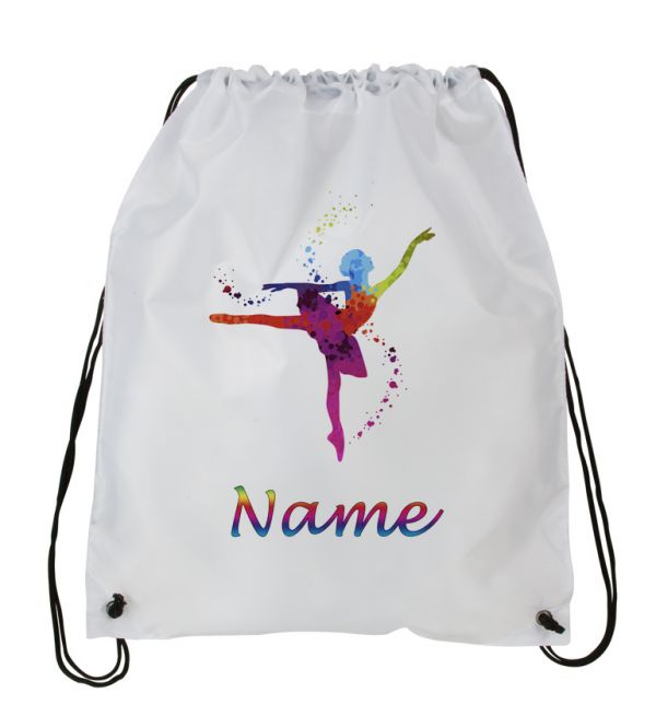 Personalized Ballet, Dance, Draw String Back Pack,  Backpack, White Drawstring Bag #3 ~ Add Name