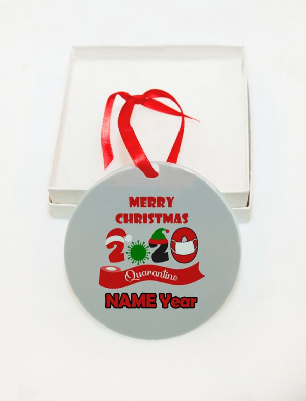 Personalized Covid-19 Corona 2020 Quarantine GLASS Ornament  Gift  #3