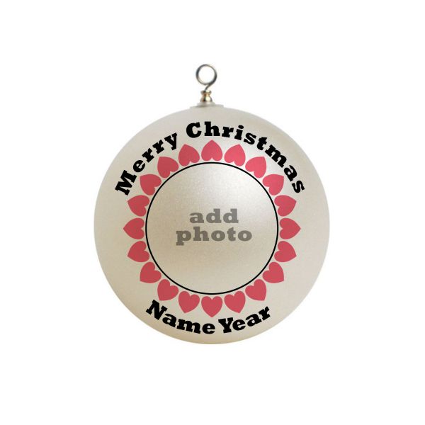 Personalized ADD PHOTO Personalized Hearts Border Christmas ornament Custom Gift # 40