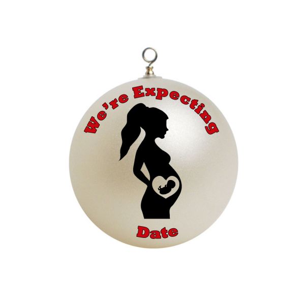 Personalized  We're Expecting Baby Silhouette Christmas Ornament Custom Gift #4