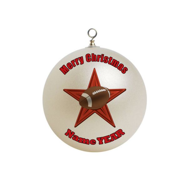 Personalized High School  Football Player Ball with a red star  Ornament Christmas 4
