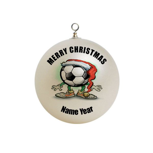 Personalized Soccer Soccker Ball With Santa Hat Boy or Girl  Christmas Ornament 4
