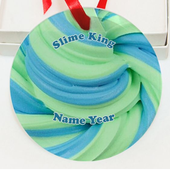 Personalized Slime King or change to any text  GLASS Ornament  Gift  #4