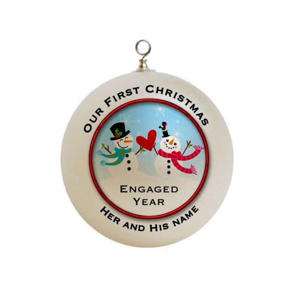 Personalized Our First Christmas Engaged / Engagement  Snowman Couple Holding Heart Christmas Ornament Custom Gift #4