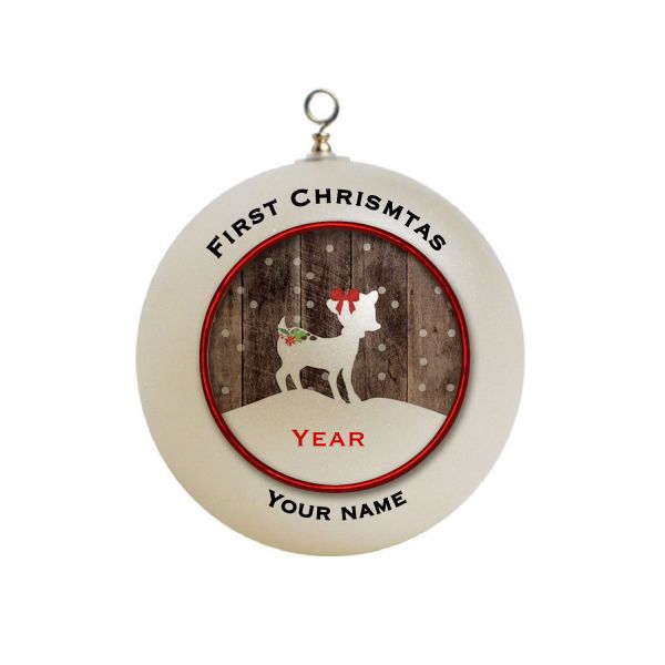 Personalized Baby First Christmas  Fawn Deer Baby Girl Christmas Ornament Custom Gift #4