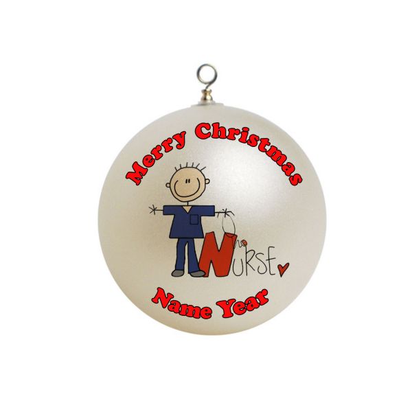 Personalized  Nurse Male Christmas Stick Figure Ornament 4