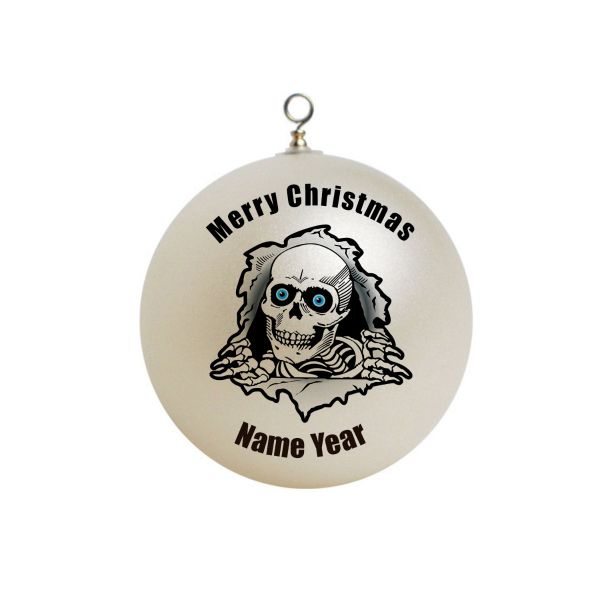 Personalized  Skull With Blue Eyes Christmas Ornament # 4