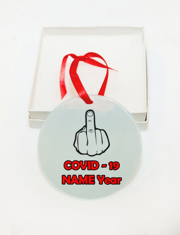 Personalized Covid-19 Middle Finger Funny Corona 2020 GLASS Ornament  Gift  #4