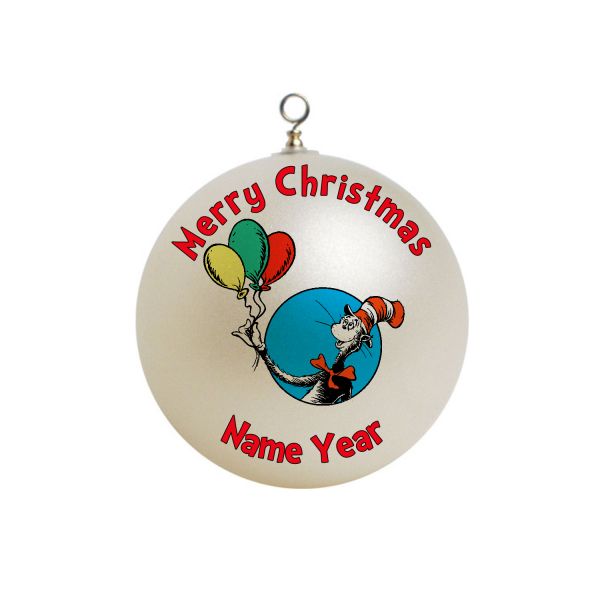 Personalized Dr Seuss cat in the hat birthday Christmas Ornament 5