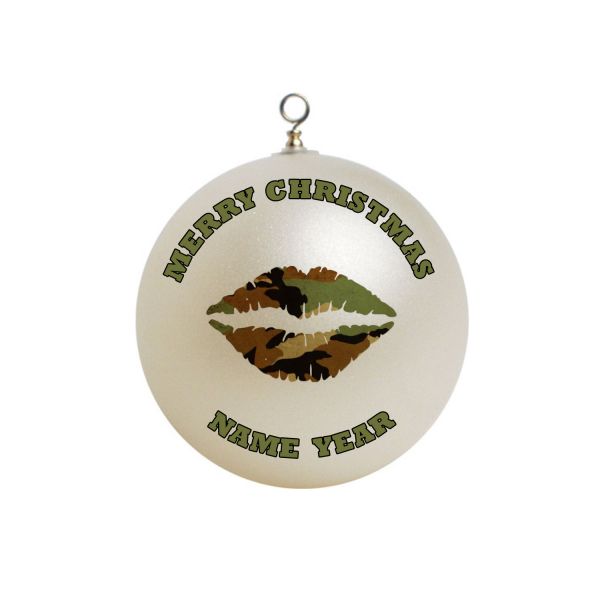 Personalized  Military camouflage lips  Christmas Ornament Custom #5