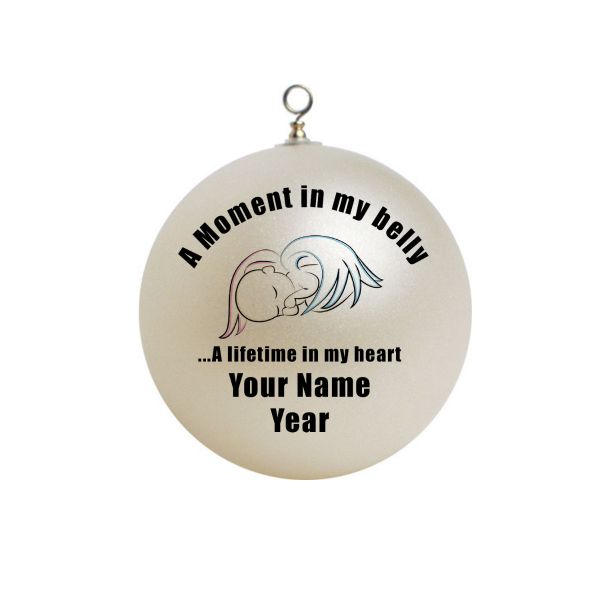 Personalized Memorial Missed loss Child RIP Baby Angel Wings Moment in my belly Christmas Ornament # 6