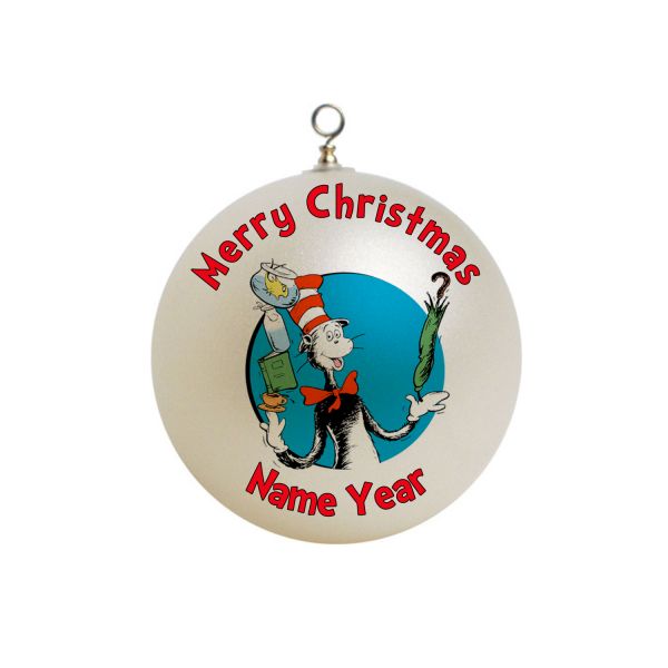 Personalized Dr Seuss cat in the hat birthday Christmas Ornament 6