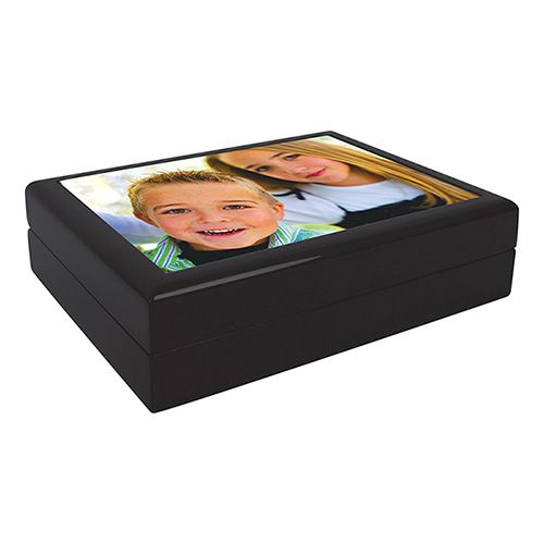 Personalized Photo 6x8 Tile Black Jewelry Box / Keepsake Box Add your Photo