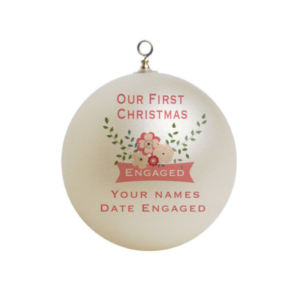 Personalized Our First Christmas Engaged Vintage Flowers Ornament Custom Gift #7