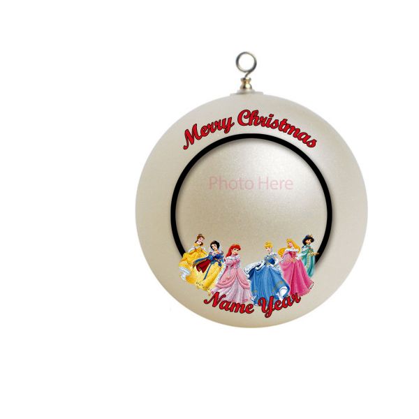Personalized Disney Princess Christmas ADD YOUR PHOTO Border Ornament #7