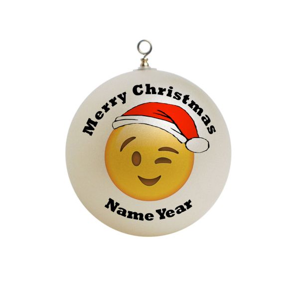 Personalized  Wink Emoji Christmas Ornament Emoji #7