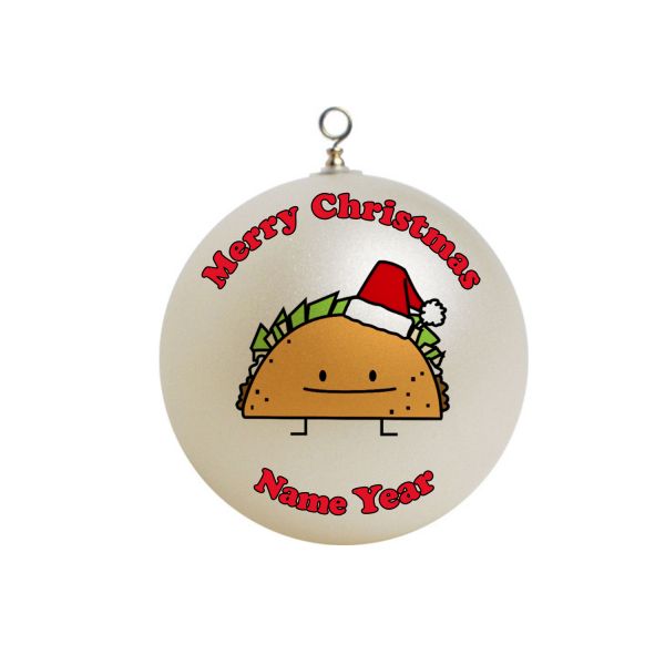 Personalized  Taco with santa hat Christmas  Ornament  Funny#7