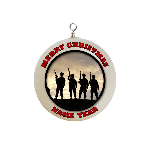 Personalized  Soldiers on Patrol Military Silhouettes Christmas Ornament Custom #8