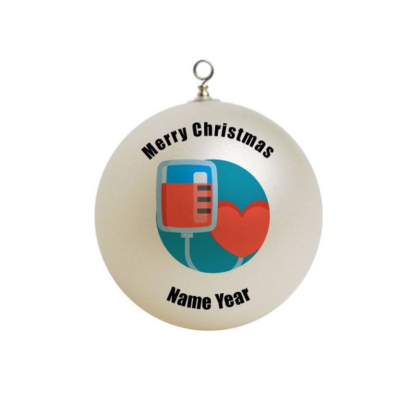 Personalized Iv bag with a heart hospital Patient Ornament  #8