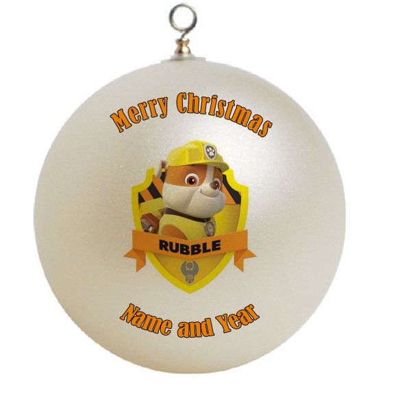 Personalized Paw Patrol Rubble Christmas Ornament Custom Gift #8
