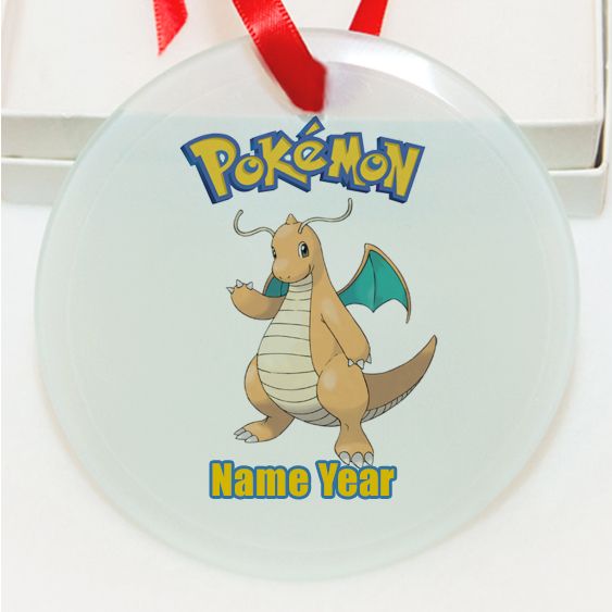 Personalized Pokemon  Dragonite GLASS Ornament  Gift #8