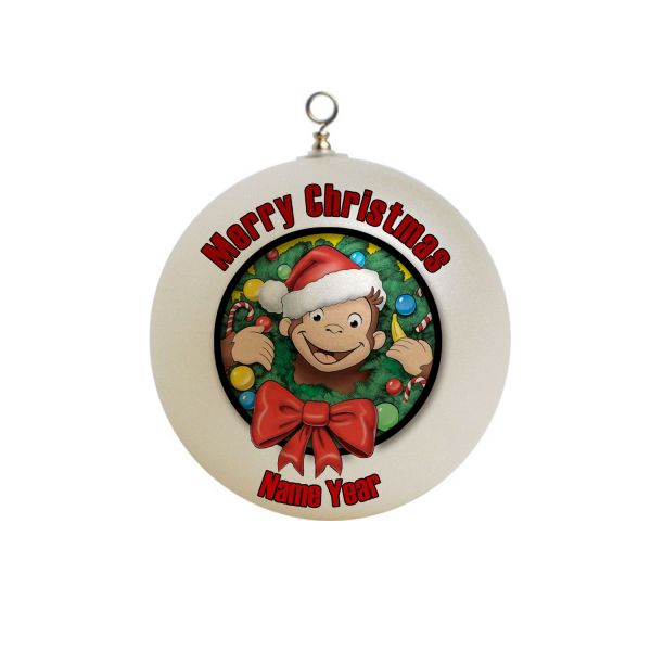 Personalized Curious George With Christmas Hat Christmas Ornament Custom Gift #9