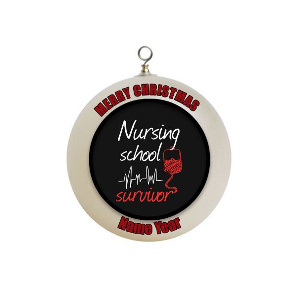 Personalized Nursing School Survivor funny Nurse Student Ornament 9