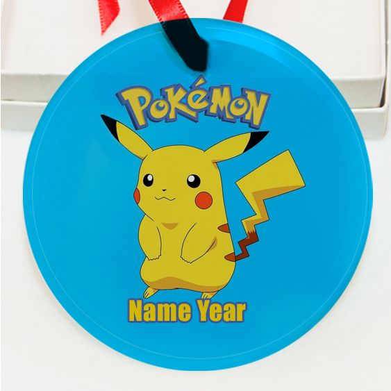 Personalized Pokemon  Pikachu GLASS Ornament  Gift #9