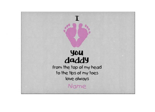 Custom Tempered Glass Cutting Board Large 15x12  Baby Feet I love daddy Girl #1