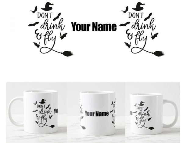 Personalized 11 oz White Mug Do not drink and fly