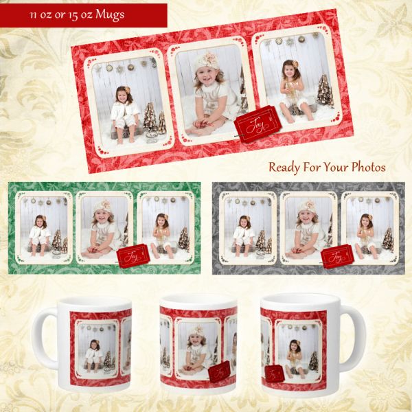 Personalized Photo Christmas Ceramic Mug 11oz  Design #4 Add Photos and Text