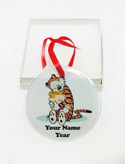 Personalized  Calvin and Hobbes GLASS Ornament Custom Gift #1