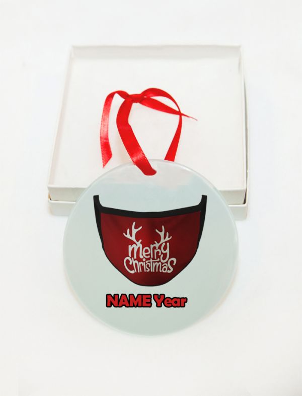 Personalized Covid-19 Face Mask Corona 2020 GLASS Ornament  Gift  #5