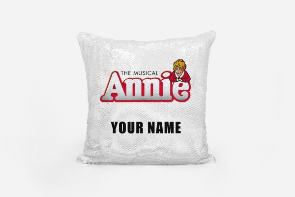 Champaign Sequin pillow case personalized, custom sequin case, hidden image Annie The Musical  1