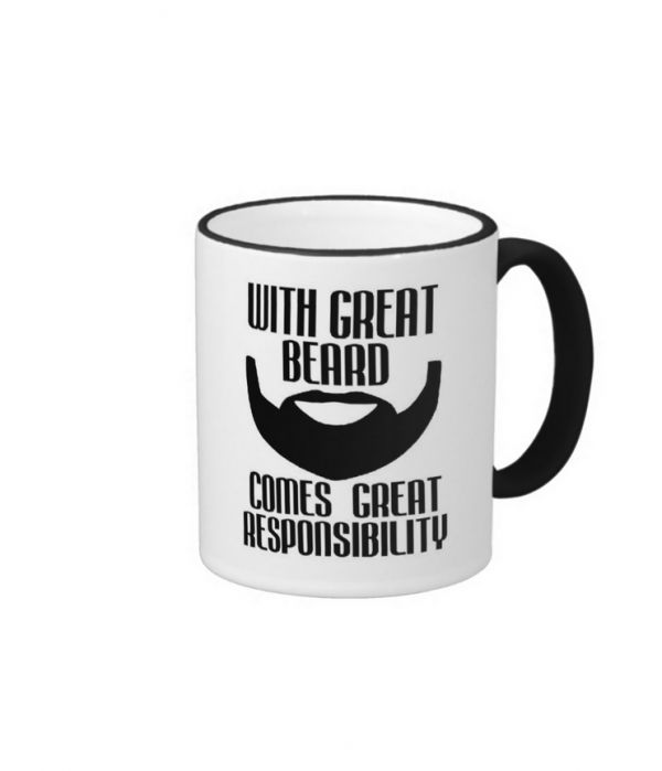 Personalized  Ceramic Mug With Great Beard Comes Great Responsibility Black Handel Mug 11oz