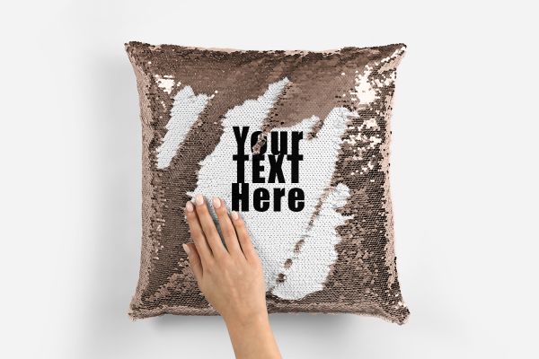 TEXT ONLY Champaign  Sequin pillow case personalized, custom sequin case, hidden message Blank 1