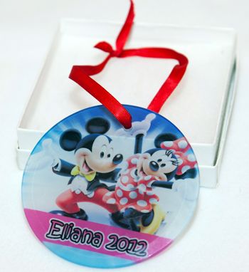 Personalized Mickey and Minnie Mouse Glass Christmas Ornament Custom Gift#1