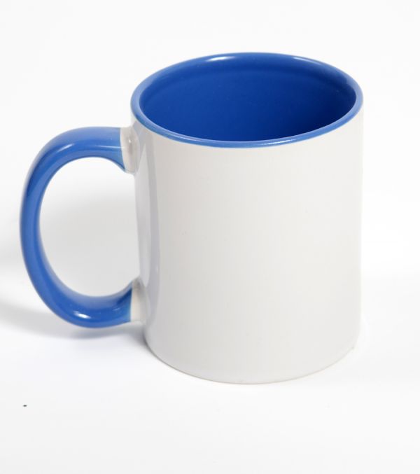 Personalized Photo Ceramic Mug Royal Blue Handle 11oz